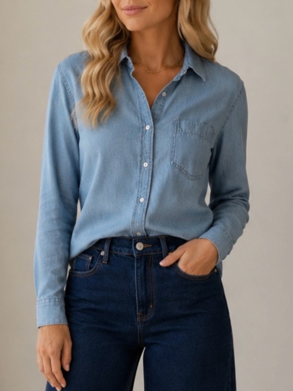 J.Crew Blue Denim Button-Up Shirt
